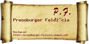 Pressburger Felícia névjegykártya